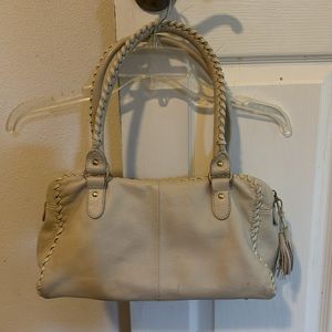 Coldwater Creek Woven Leather Ivory Shoulder Bag